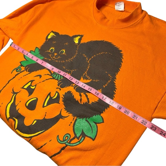 RARE Vintage 90s Hallmark Black Cat Pumpkin Halloween Sweatshirt USA XL - Picture 11 of 14